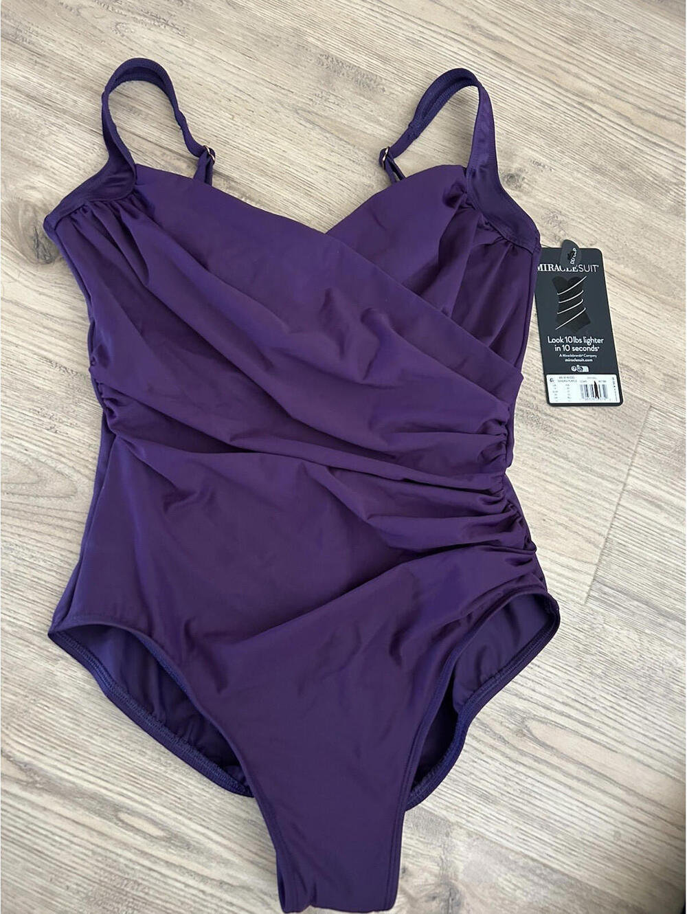 Miraclesuit Ruched One Piece Swimsuit Sangria Purple Size 16 DD Slimming Shaping
